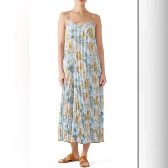 Vince Dresses Vince Marine Garden Floral Pleated Cami Midi